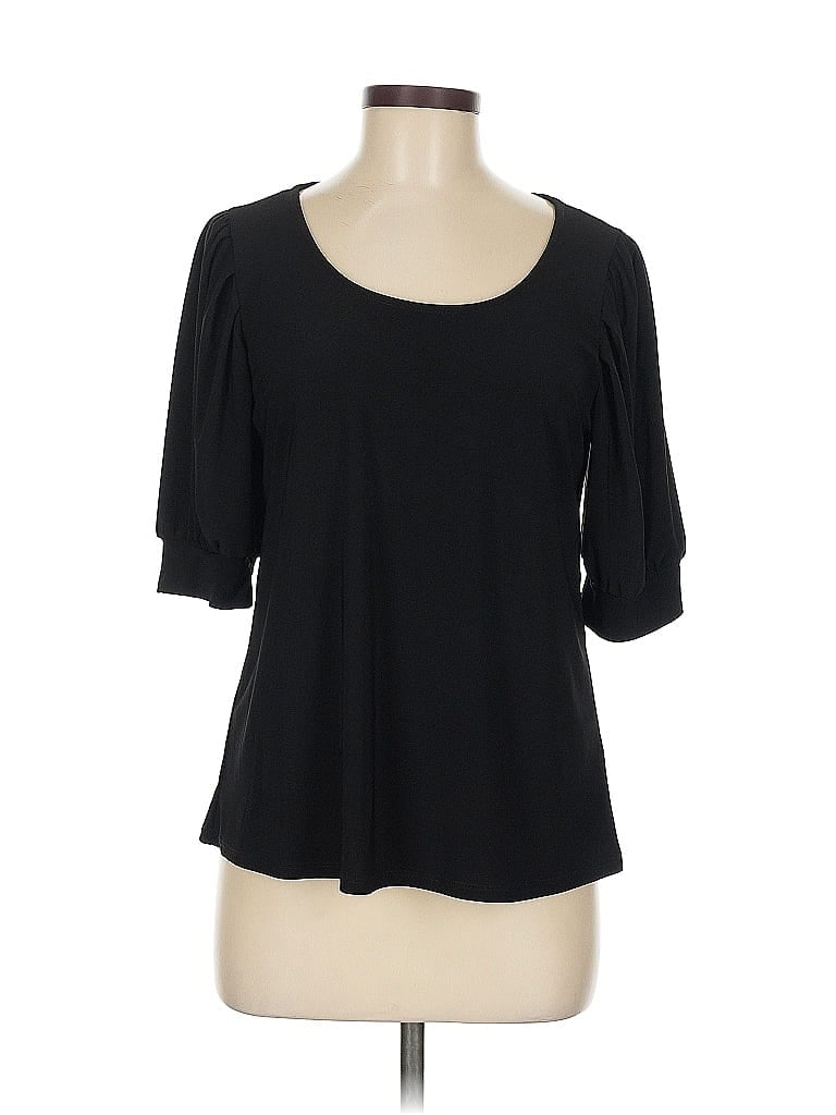 Pre-owned Cece 3/4 Sleeve Top Black Scoop Neck Tops
