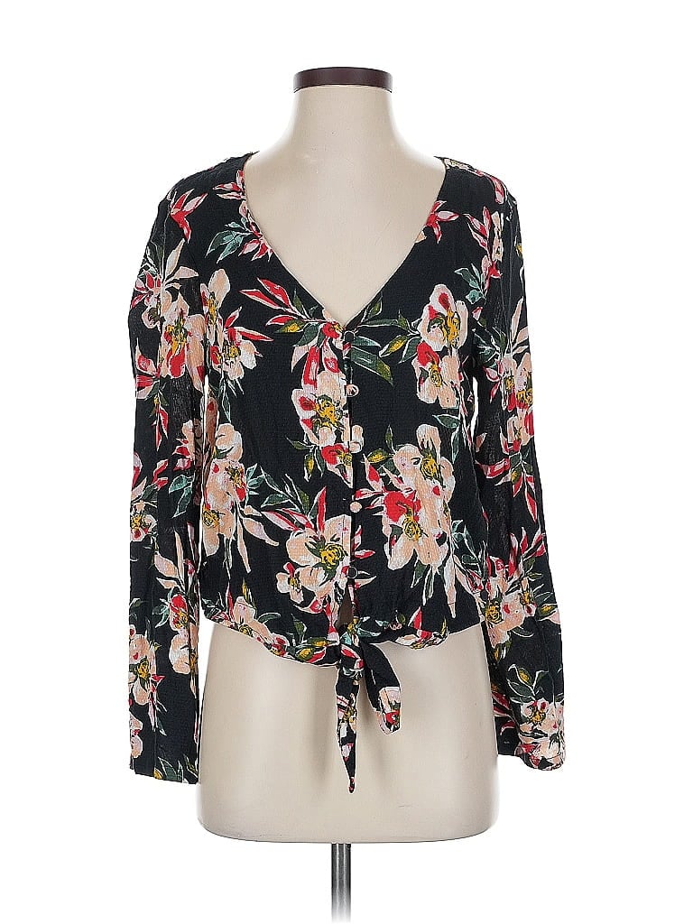 Pre-owned Roxy Long Sleeve Blouse In Black