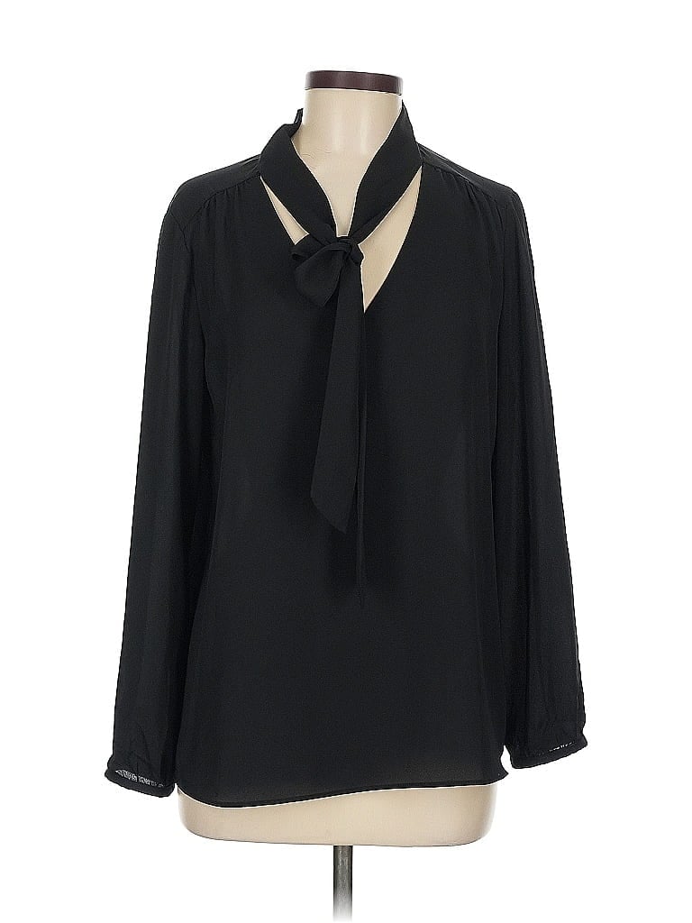 Pre-owned Adrienne Vittadini Long Sleeve Blouse In Black