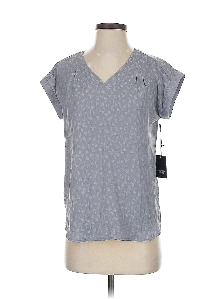 Pre-owned Simply Vera Vera Wang Short Sleeve Top Gray V Neck Tops