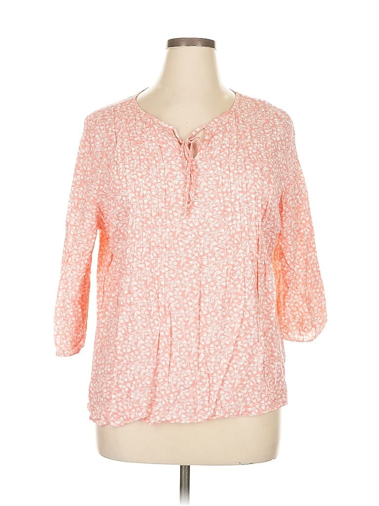 Pre-owned Croft & Barrow 3/4 Sleeve Blouse In Pink
