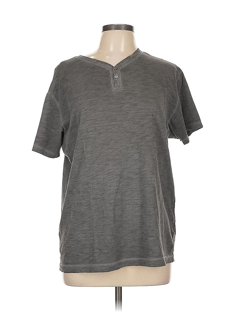 Pre-owned Assorted Brands Short Sleeve Henley Shirt In Gray