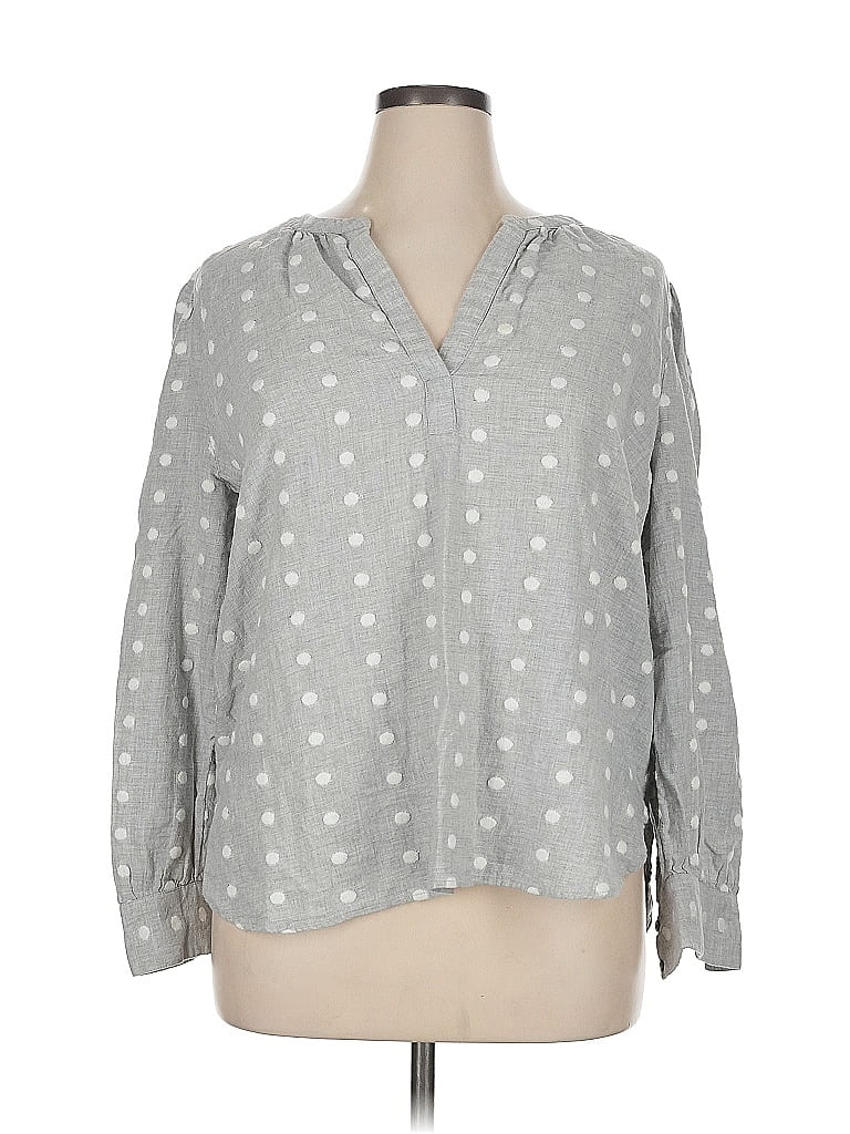 Pre-owned Ann Taylor Loft Long Sleeve Polo Shirt In Gray