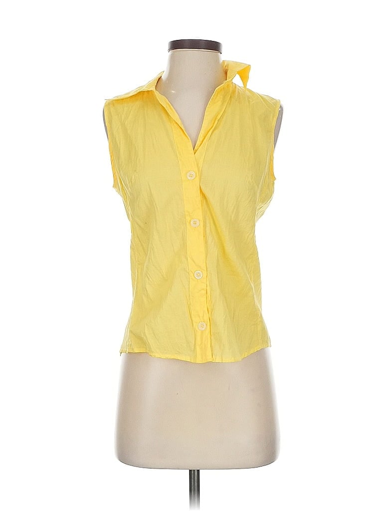Pre-owned Harve Benard Sleeveless Button Down Shirt In Yellow