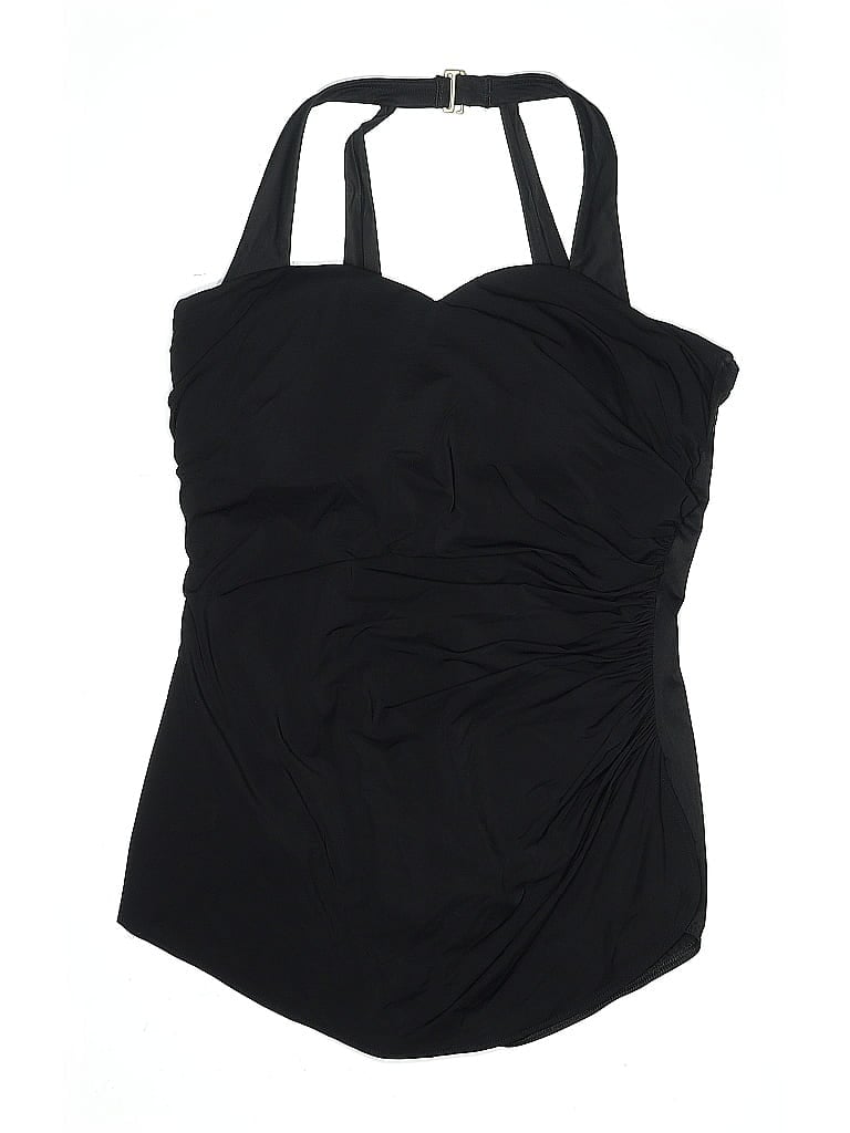 Lands' End Solid Black One Piece Swimsuit Size L 64 off ThredUp