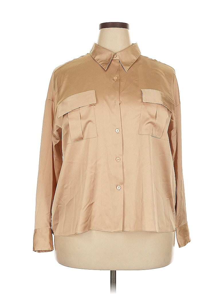 Pre-owned Worthington Long Sleeve Button Down Shirt In Brown