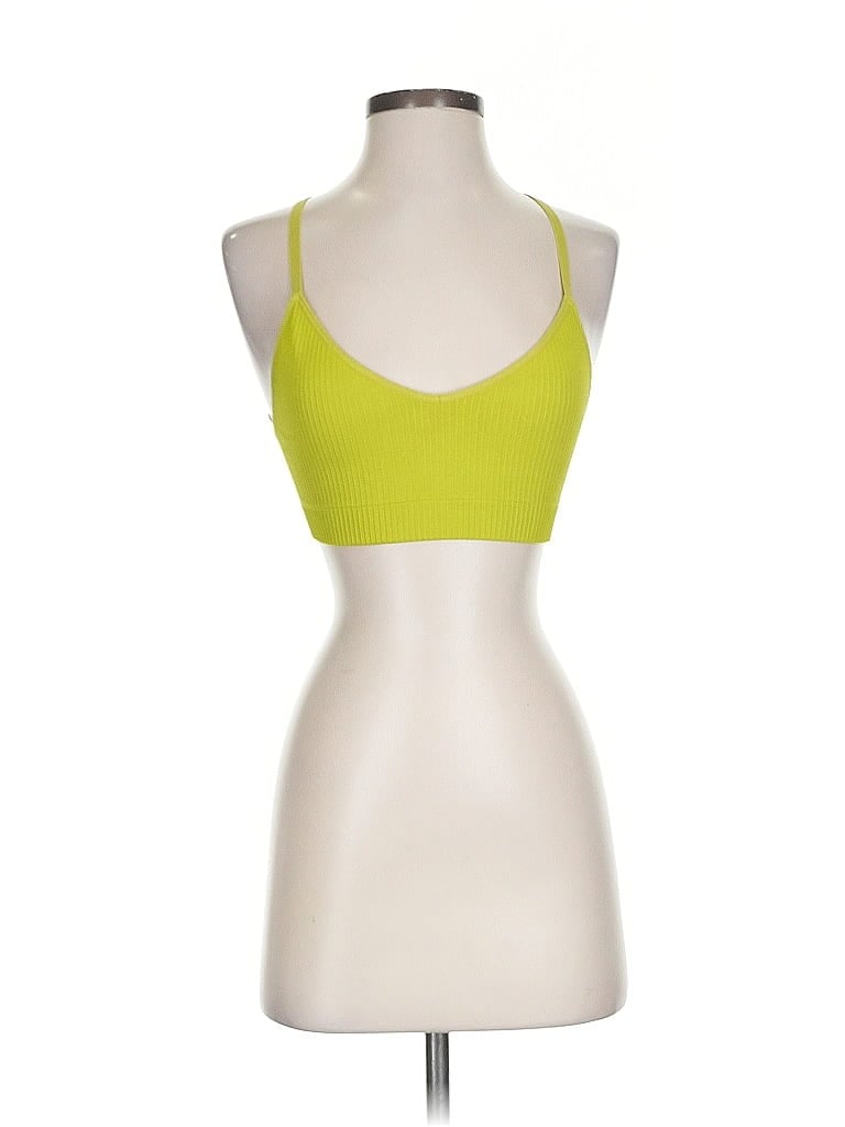 Pre-owned Good American Tank Top Green Halter Neckline Tops