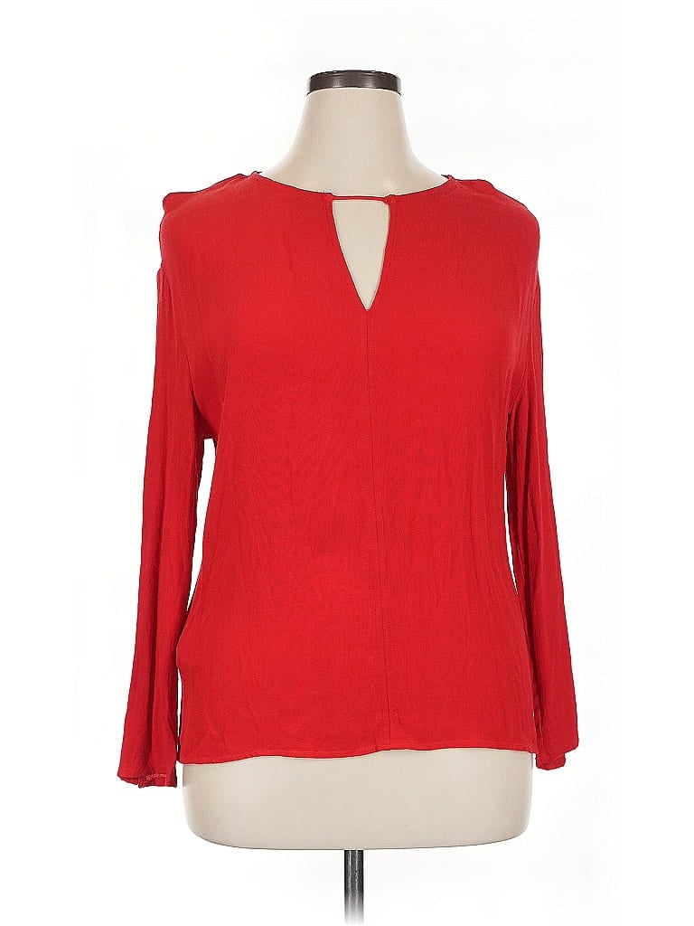 Pre-owned Mng Long Sleeve Blouse In Red