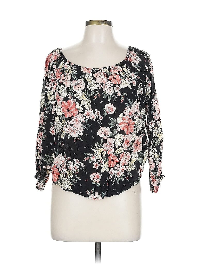 Pre-owned Billabong 3/4 Sleeve Blouse In Black