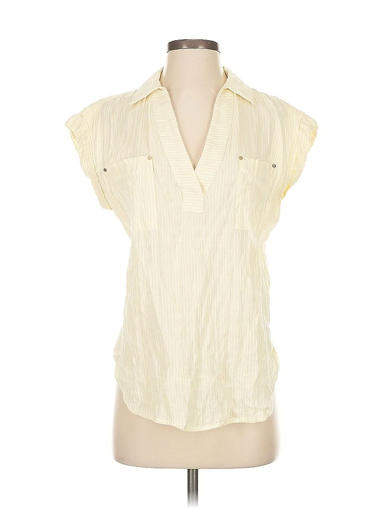 Pre-owned Jones New York Short Sleeve Blouse In White