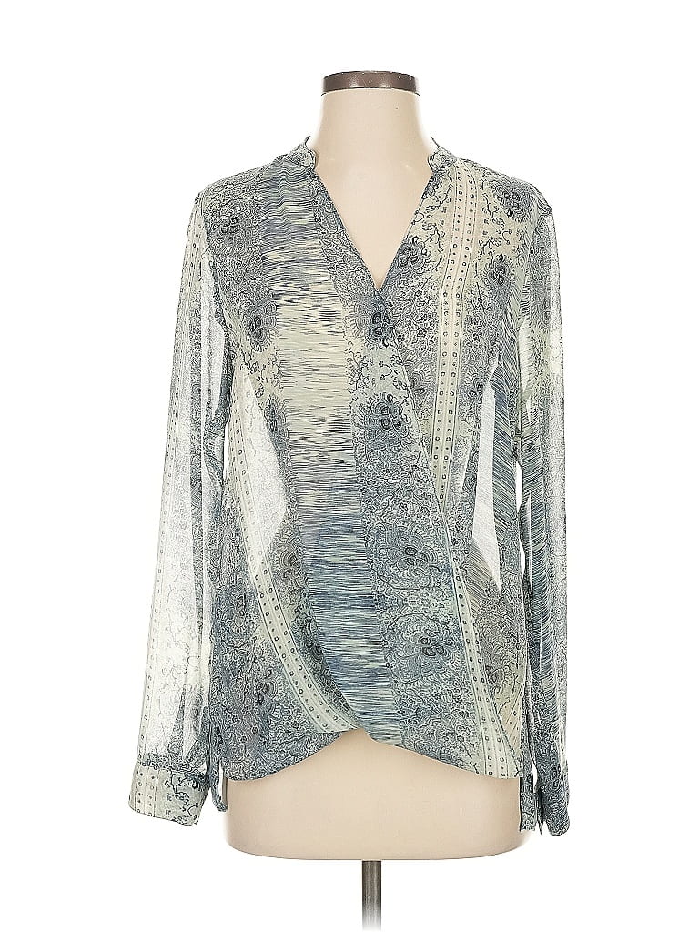 Pre-owned Bcbgeneration Long Sleeve Blouse In Silver