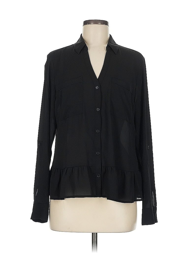 Pre-owned Express Long Sleeve Blouse In Black