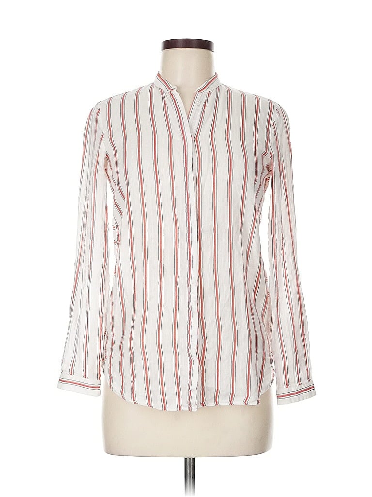 Pre-owned Massimo Dutti Long Sleeve Blouse In White