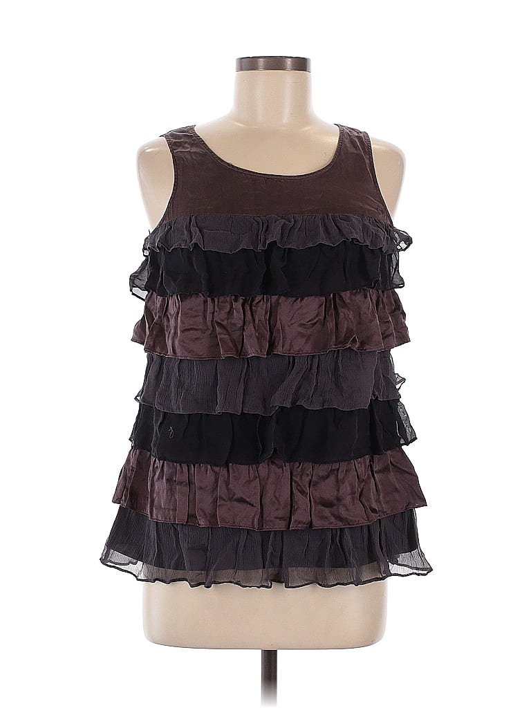 Pre-owned Garnet Hill Sleeveless Blouse In Black
