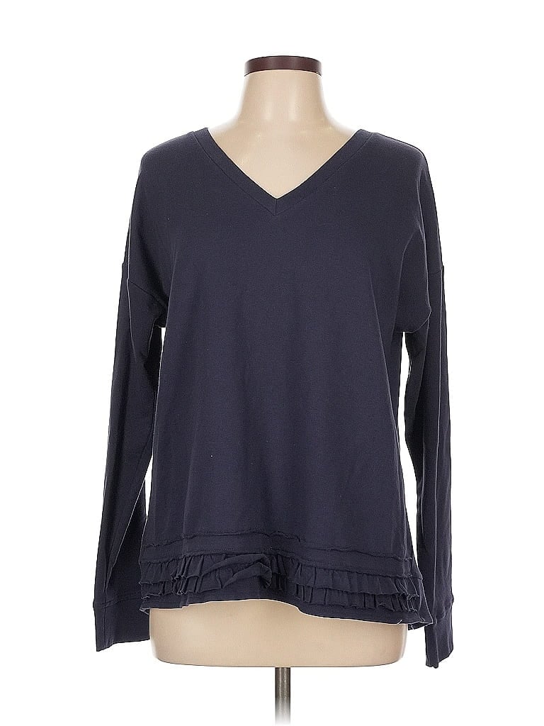 Pre-owned Crown & Ivy Long Sleeve Top Gray V-neck Tops