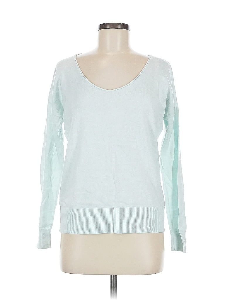 Pre-owned Gap Long Sleeve Top Teal Scoop Neck Tops In Blue