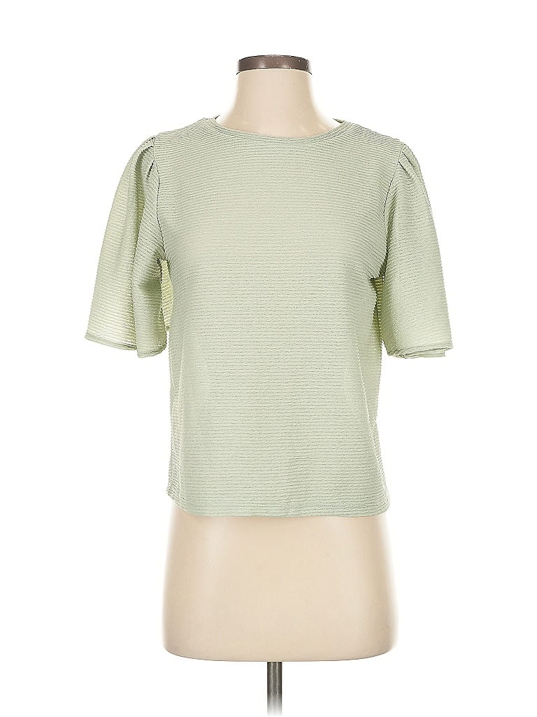 Pre-owned Mng Short Sleeve Top Green Crew Neck Tops