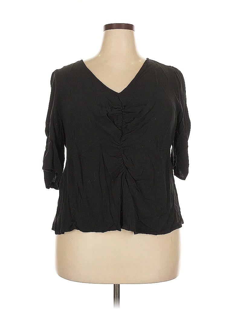 Pre-owned Old Navy 3/4 Sleeve Blouse In Black
