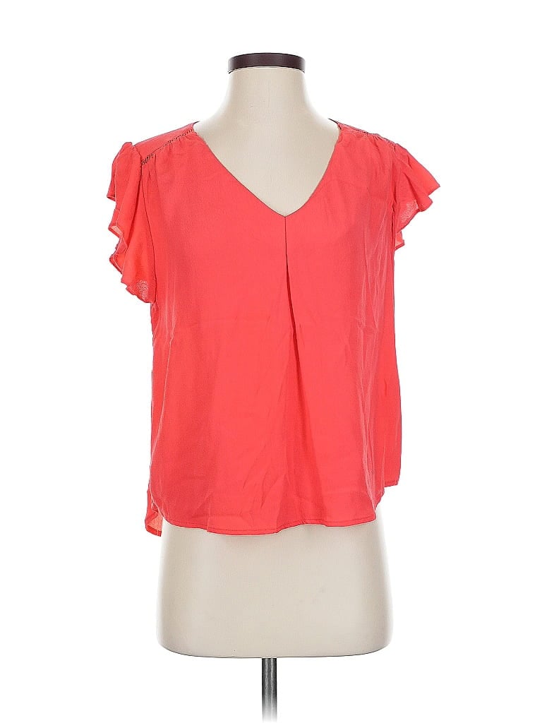 Pre-owned Molly Bracken Short Sleeve Blouse In Red