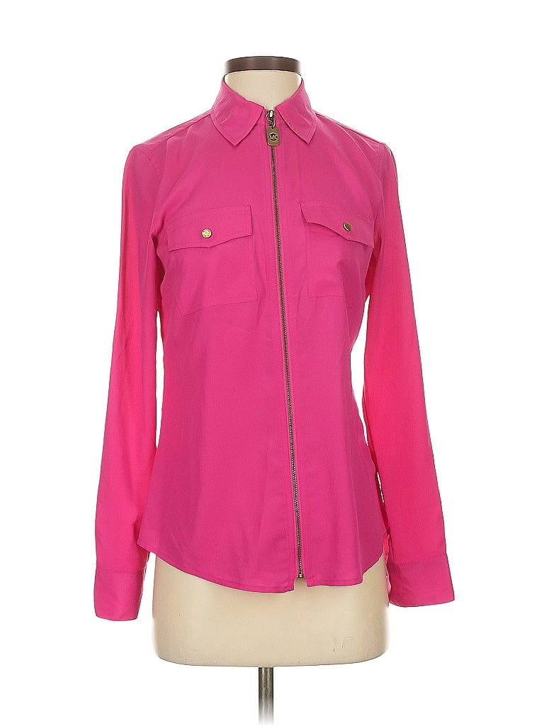 Pre-owned Michael Michael Kors Long Sleeve Blouse In Pink