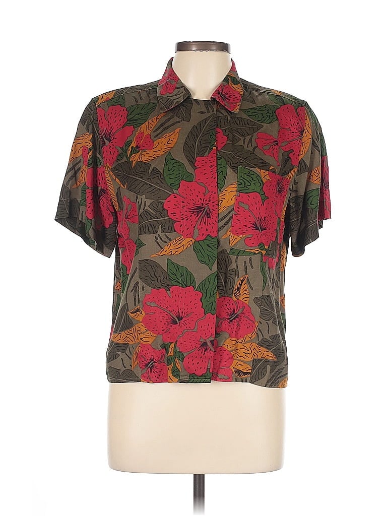 Pre-owned Jones New York Short Sleeve Blouse In Brown