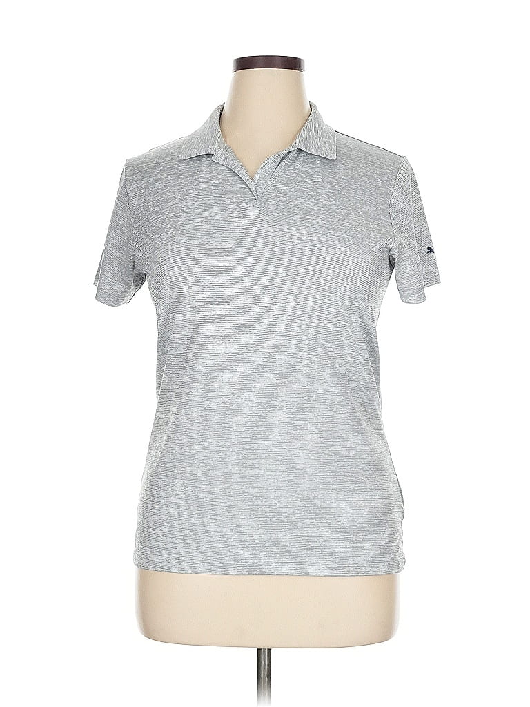 Pre-owned Puma Short Sleeve Polo Shirt In Gray