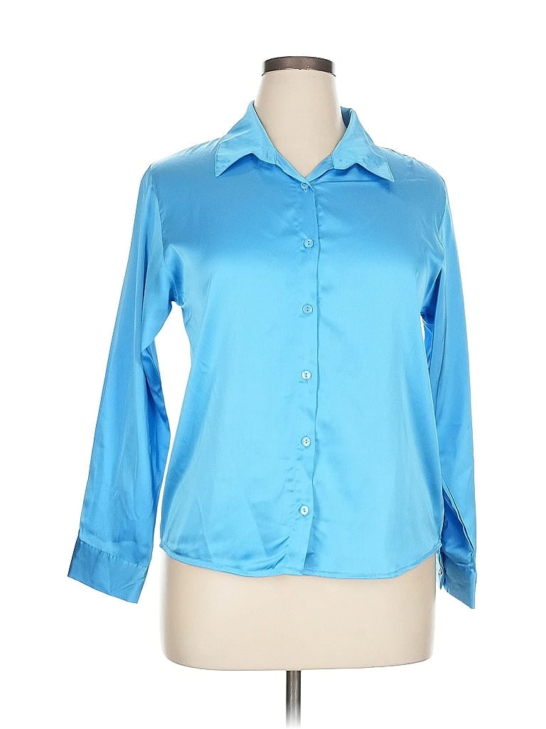 Pre-owned Jon & Anna 3/4 Sleeve Button Down Shirt In Blue