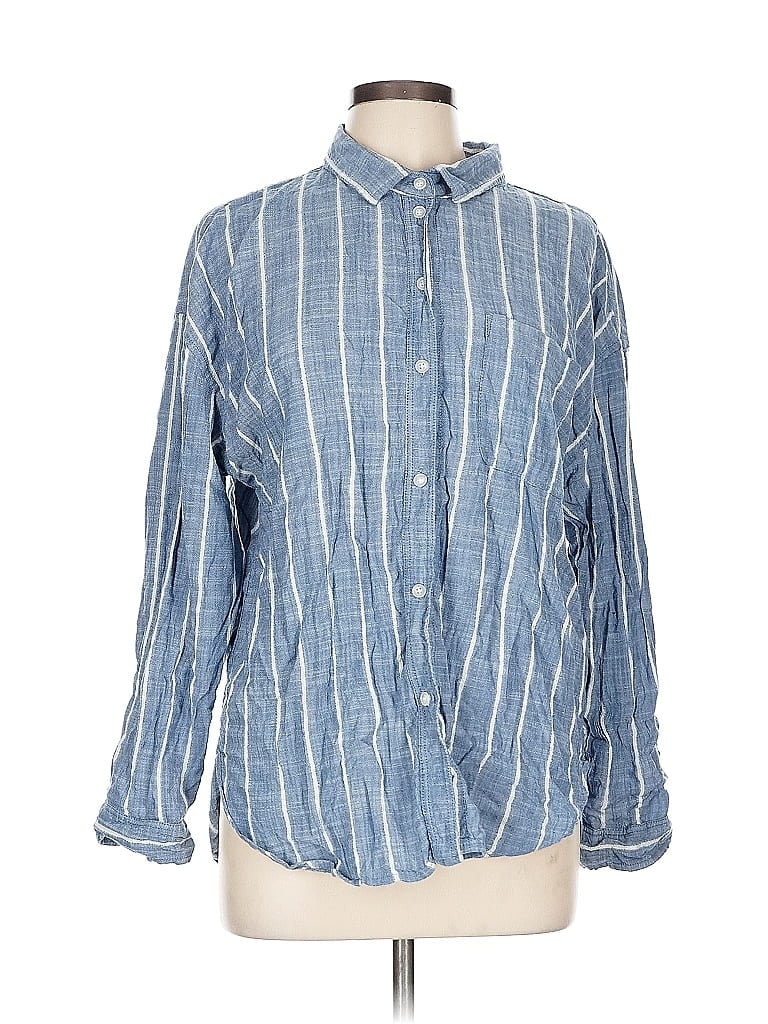 Pre-owned American Eagle Outfitters Long Sleeve Button Down Shirt In Blue