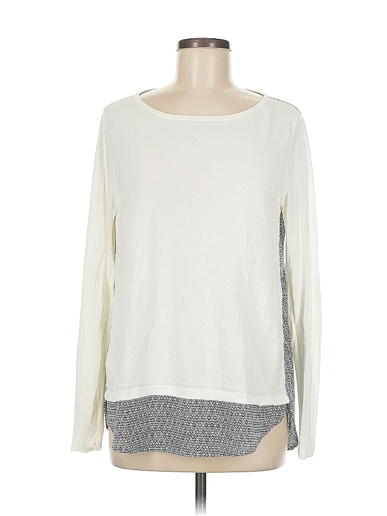 Pre-owned Ann Taylor Loft Long Sleeve T-shirt In White