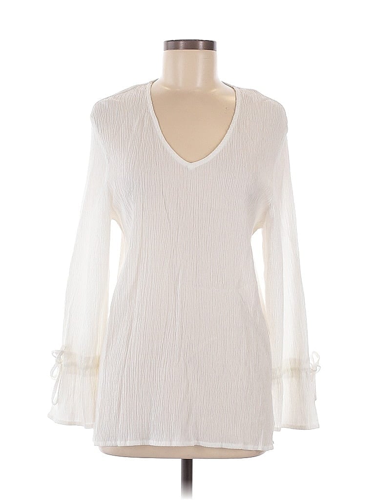 Pre-owned The Shanty Corporation Long Sleeve Blouse In White