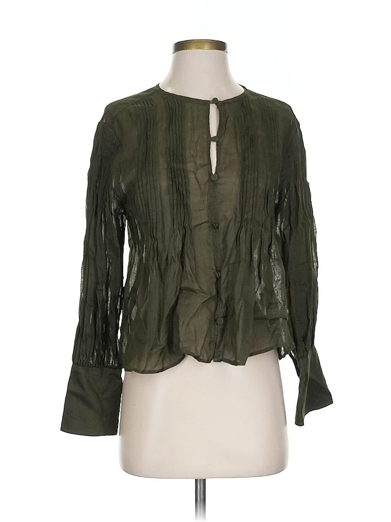 Pre-owned Banana Republic Long Sleeve Blouse In Green
