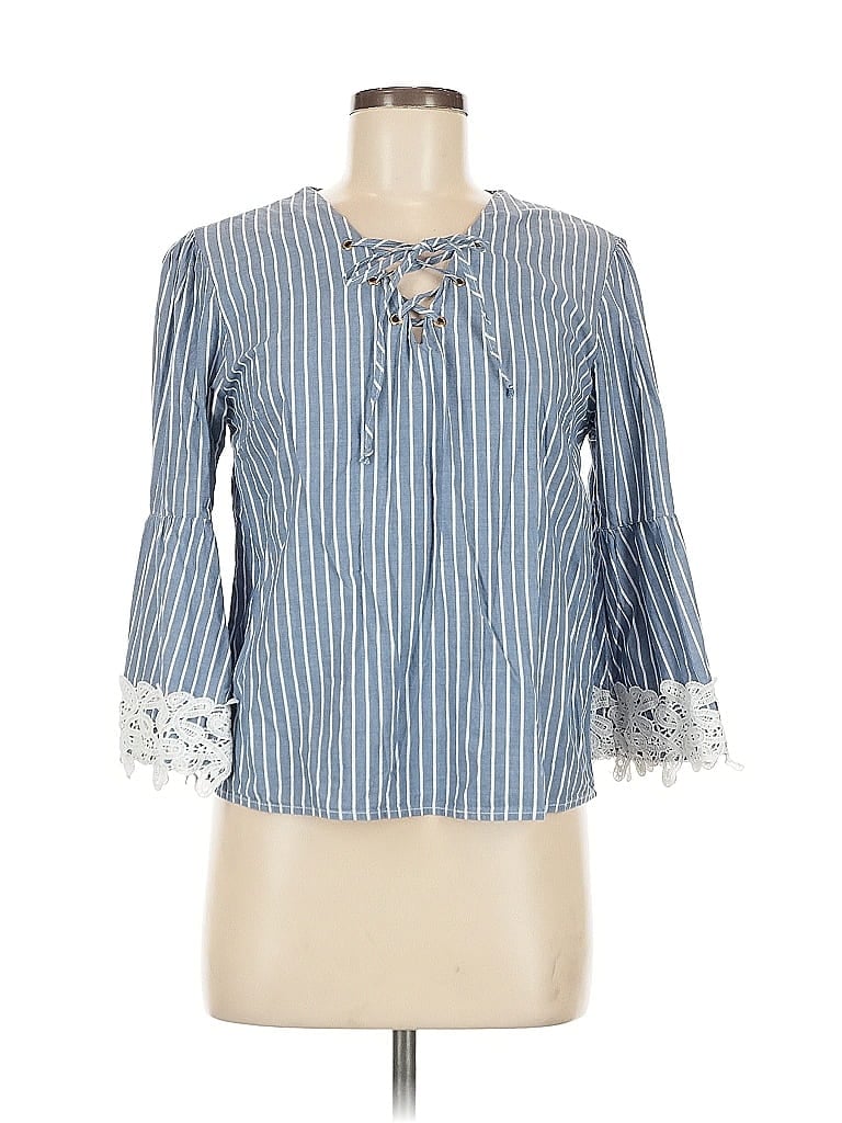 Pre-owned Ci Sono 3/4 Sleeve Blouse In Blue