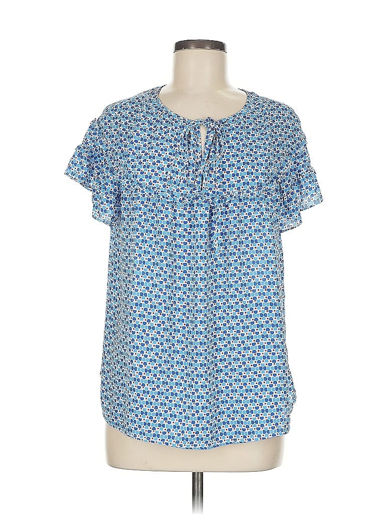 Pre-owned Max Studio Short Sleeve Blouse In Blue