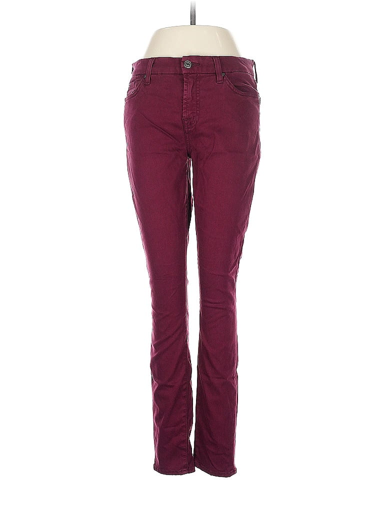 Pre-owned 7 For All Mankind Jeans In Burgundy