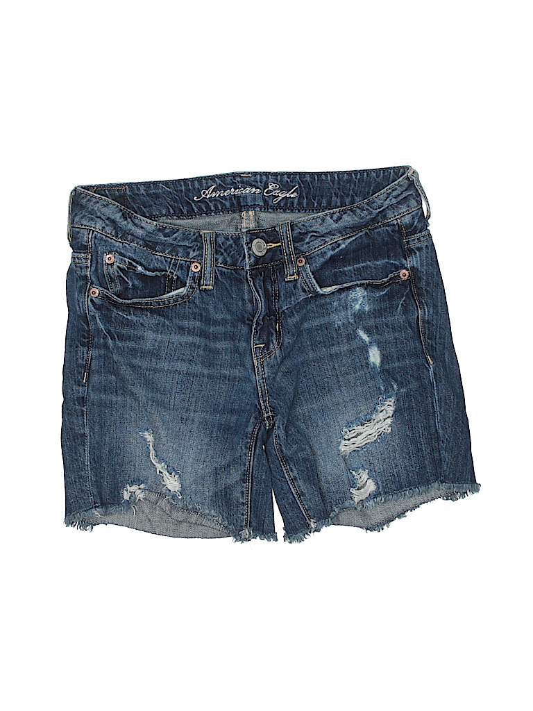 American Eagle Outfitters 100% Cotton Blue Denim Shorts Size 0 - 71% ...