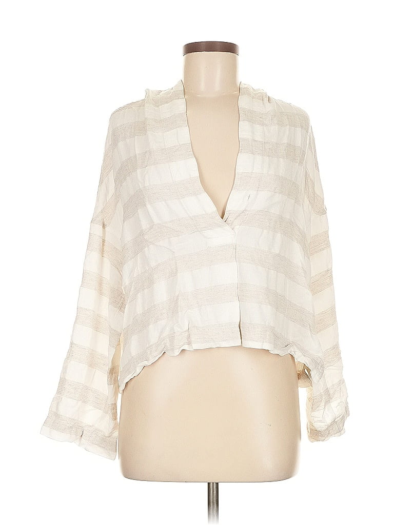 Pre-owned Max Studio 3/4 Sleeve Blouse In White