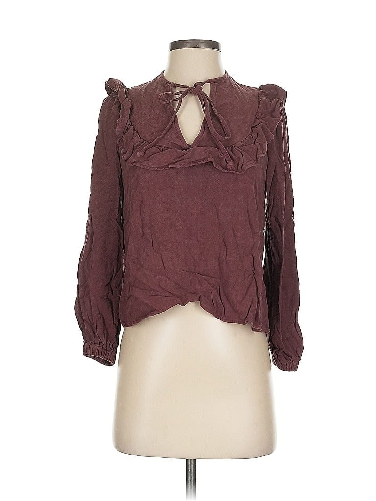 Pre-owned Rachel Pally 3/4 Sleeve Blouse In Burgundy
