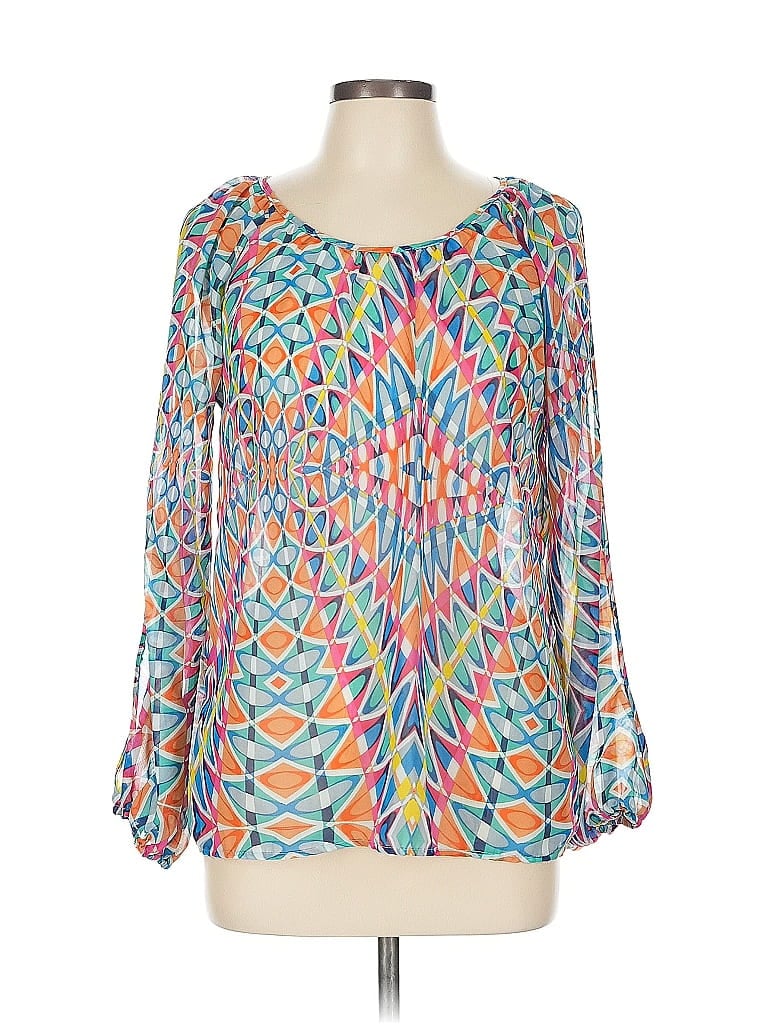 Pre-owned Romeo & Juliet Couture 3/4 Sleeve Blouse In Blue