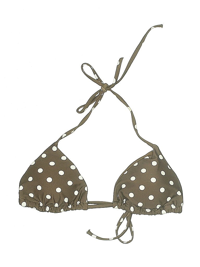 Pre-owned Unbranded Swimsuit Top Brown Polka Dots Pattern Swimwear