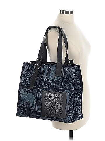 Loewe Denim Calfskin Buckle Tiles Tote (view 2)