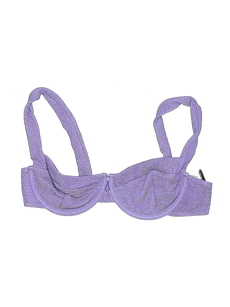 Pre-owned Prettylittlething Swimsuit Top Purple Solid Pattern Swimwear