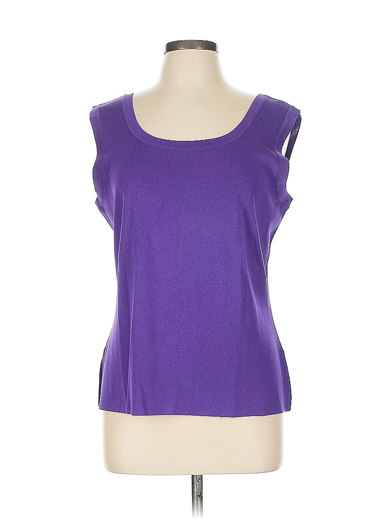 Pre-owned Misook Sleeveless Top Purple Scoop Neck Tops