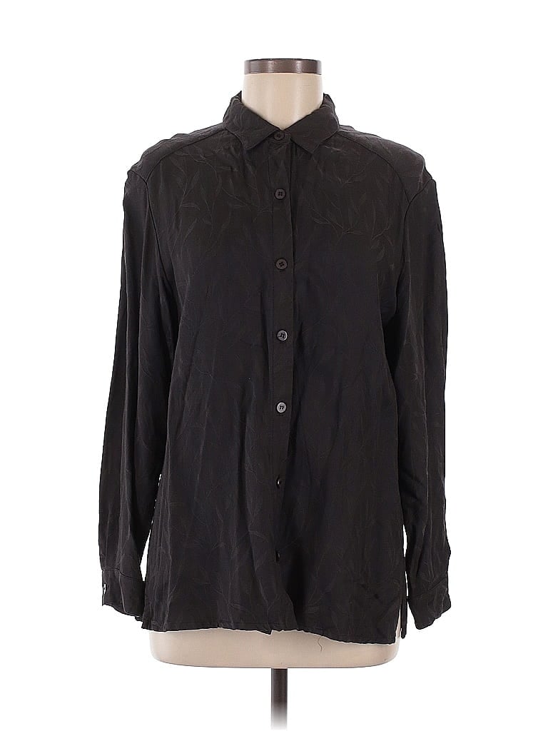 Pre-owned Eileen Fisher Long Sleeve Blouse In Black