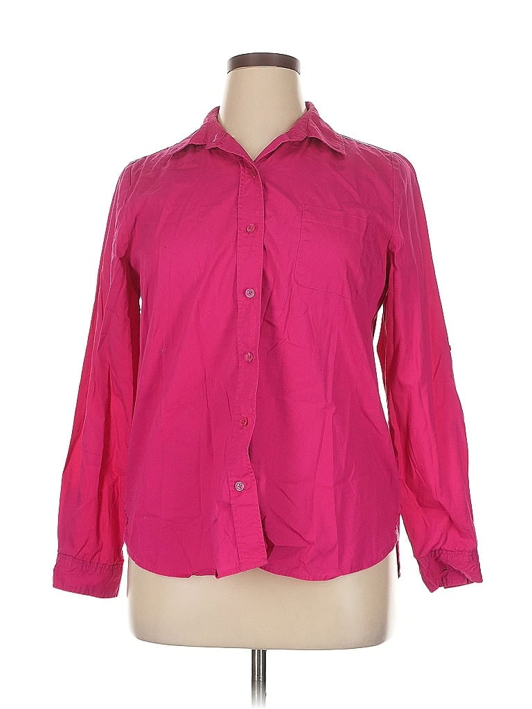 Pre-owned White Stag Long Sleeve Blouse In Pink