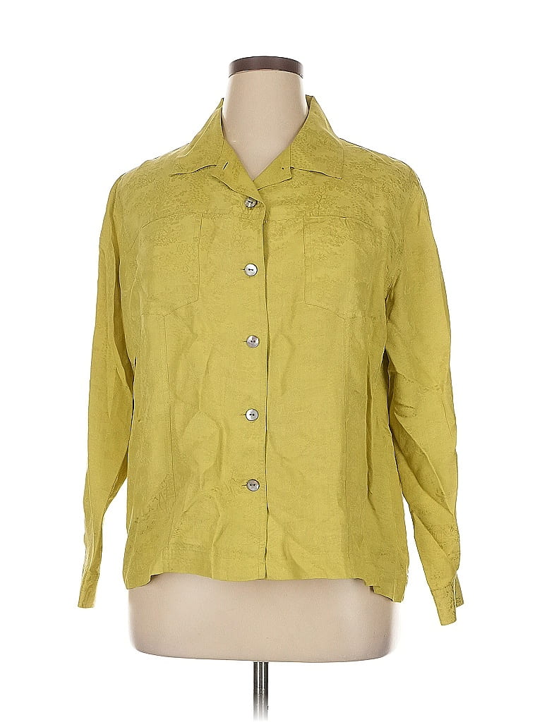 Pre-owned Chico's 3/4 Sleeve Button Down Shirt In Yellow