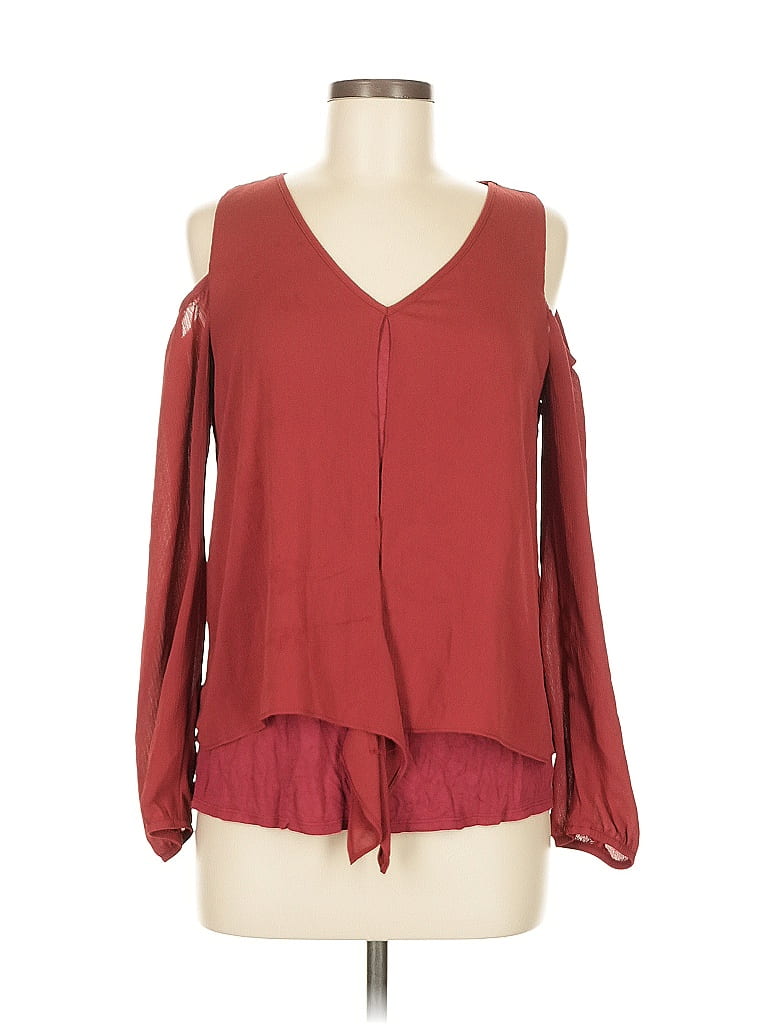 BCX Pre-owned Long Sleeve Blouse In Burgundy