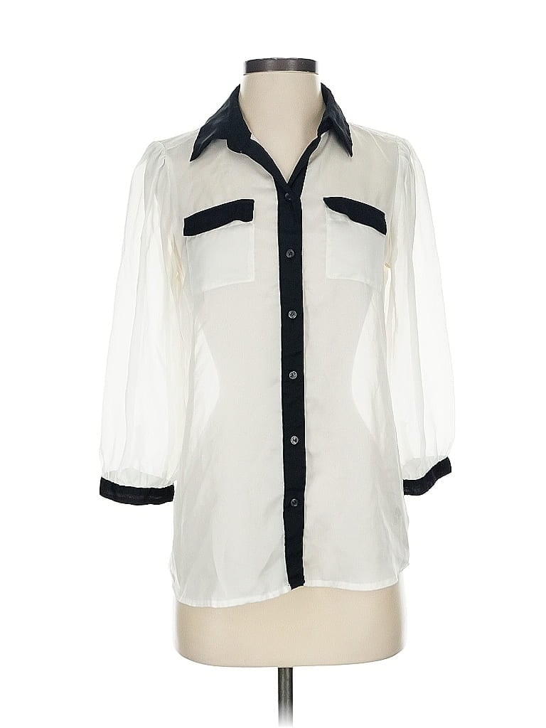 Pre-owned The Limited 3/4 Sleeve Button Down Shirt In White