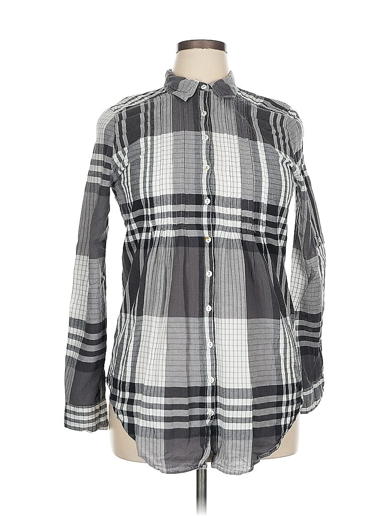 Pre-owned Assorted Brands Long Sleeve Button Down Shirt In Gray