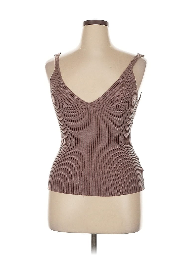 Pre-owned Caara Sleeveless Top Brown Strapless Neckline Tops