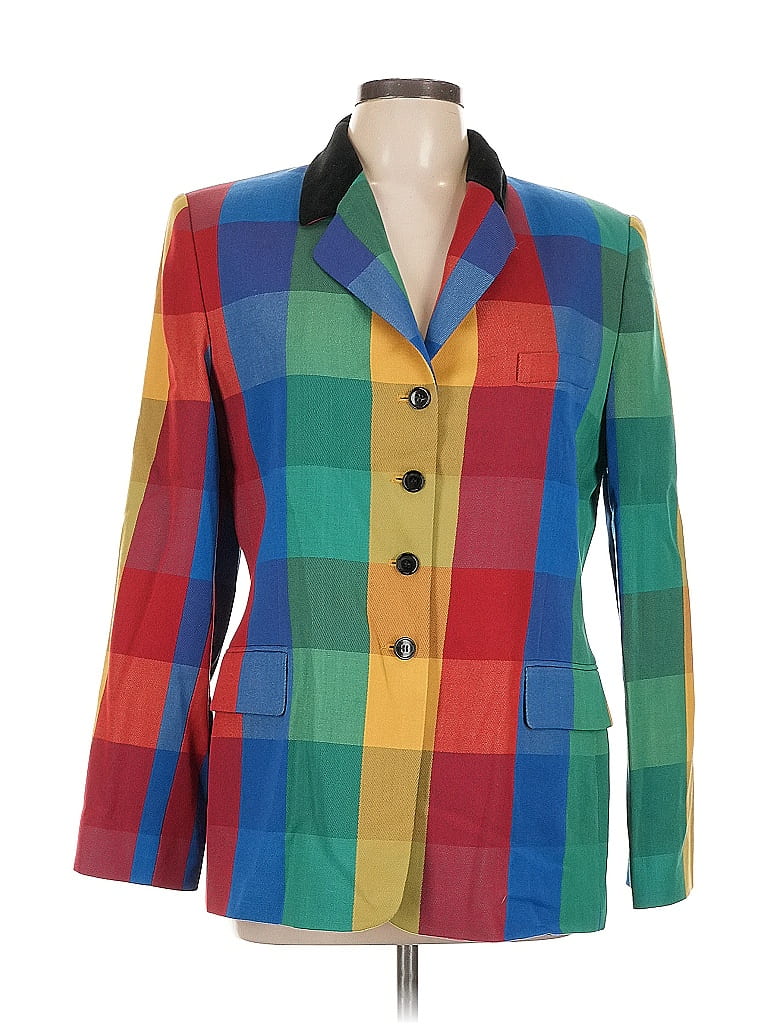 Veste En Laine 100% Vert à Carreaux Ellen Tracy - Taille 14 - Neuf Sans étiquettes
